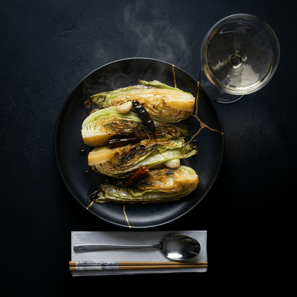 Cordyceps Wok-Fried Hispi Cabbage with Dried Chili